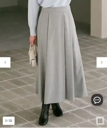 23구 32 [세탁 가능] 울 블렌드 스트레치 플레어 스커트