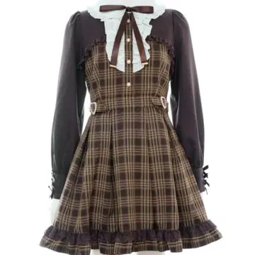 Secret Honey 하트 버클 볼레로풍 긴팔 원피스 브라운