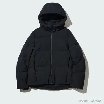 유니클로 심리스 다운 후드티 블랙 XL