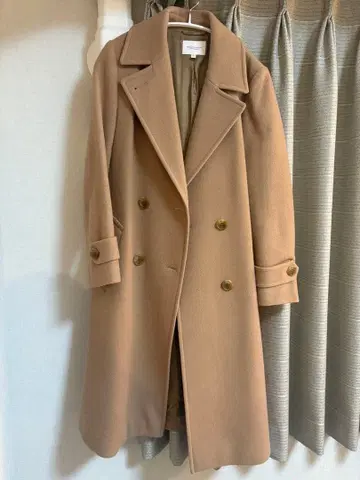 BEAUTY & YOUTH 베이지 더블 브레스트 코트 S