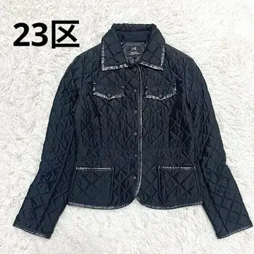 새상품급 23구 가죽 파이핑 퀼팅 자켓 38 블랙