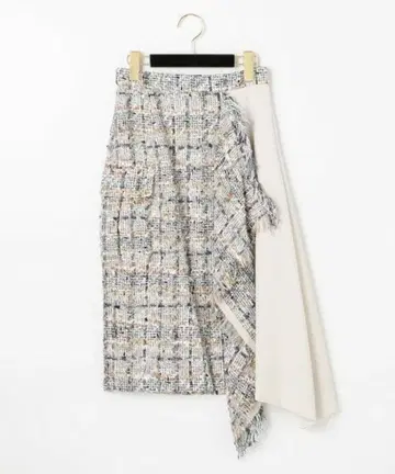미사용 새상품 그레이스 콘티넨탈 트위드 절개 스커트 36