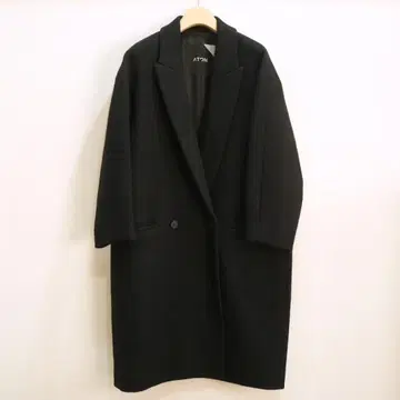 ATON 블랙 체스터 코트