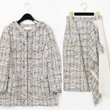 미사용 새상품 그레이스 콘티넨탈 트위드 프린지 셋업 36