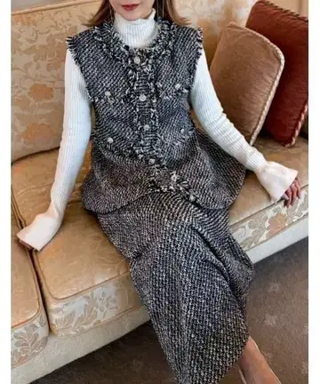 [리디] 트위드 베스트 셋업, 내로우 스커트&베스트