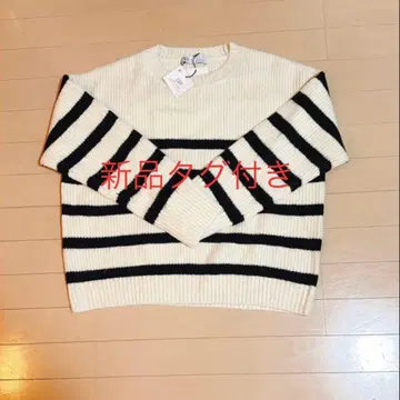 택 포함 새상품 [ ZARA ] 보더 퍼지 니트