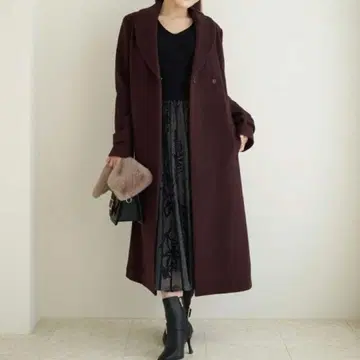 노엘라 숄카라 롱 코트 보르도 버건디