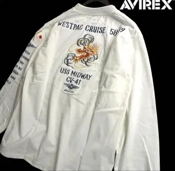 AVIREX 전체 자수 크루넥 긴팔 티셔츠 y2k 중고