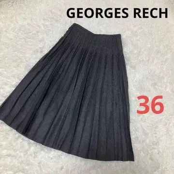 조르주 레쉬 플리츠 스커트 그레이 모 100% 엘레강트 36
