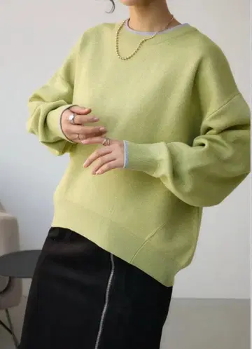 AZUL BY MOUSSY 맨투맨 라이크 자카드 니트