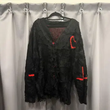 크로스 마크 다이아 컷 버튼 레이스 보아 가디건