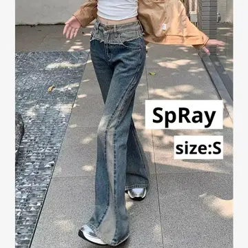 SpRay 절개 데님 플레어 팬츠