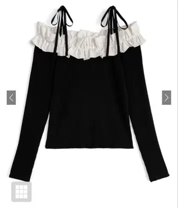 리본 프릴 오프숄더 니트탑[so36]