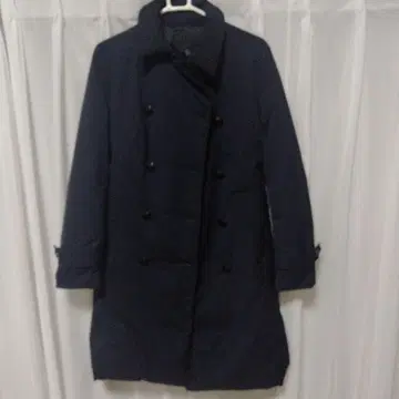네이비 더블 브레스트 다운 코트