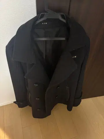 A.S.M 울 더블 브레스트 코트 블랙