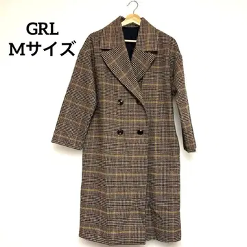 그레일 체크 무늬 더블 브레스트 코트 M 사이즈 클래시컬 코트