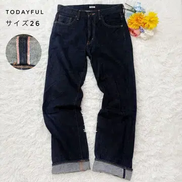 일본제 TODAYFUL 빨간색 데님 팬츠 사이즈 26 L 빅 사이즈