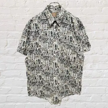 palcas 올 패턴 셔츠 하와이안 빈티지 스탠다드 칼라 디자인