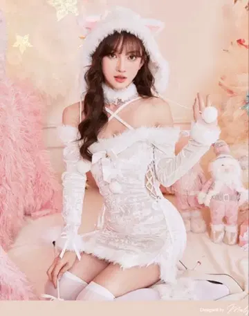 Malymoon 화이트 캣 산타 코스프레