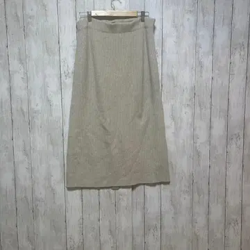23구 빅 사이즈 리브 슬릿 베이지 니트 타이트 스커트 [ XXL ]