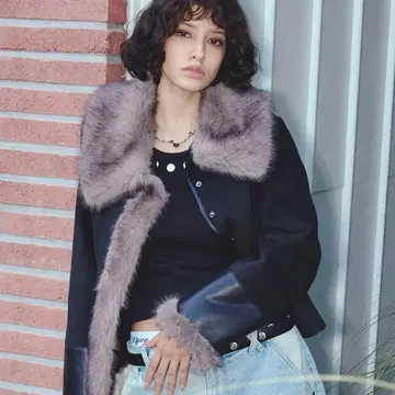 NYXX 한국 스웨이드 스웨이드 퍼 숏 자켓 무스탕