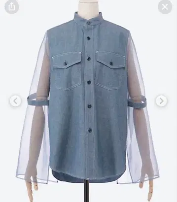 HYKE 하이크 샴브레이 시어 슬리브 셔츠