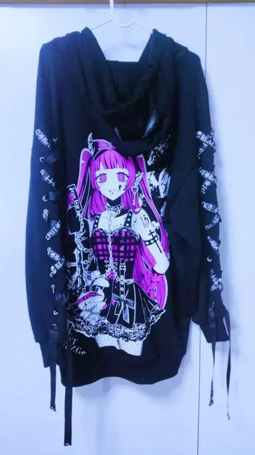 악몽의 나라의 앨리스 LASE UP SLEEVE DEVIL ZIP 후드티