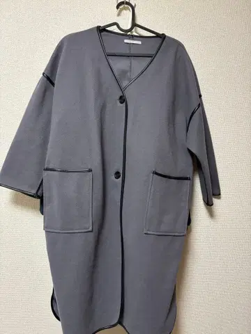 그레이 플리스 롱 코트