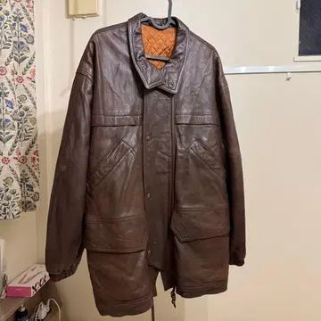 이탈리아제 가죽 롱 자켓