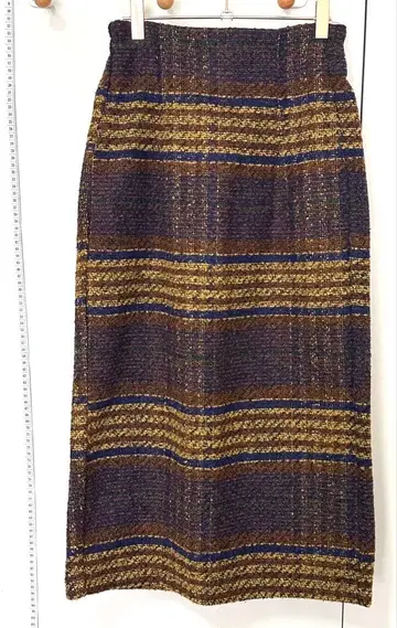 타이트 스커트 스트라이프 브라운 골드