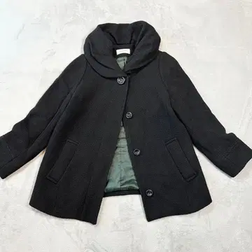 심플리시떼 볼륨 칼라 울 혼방 코트 심플 블랙