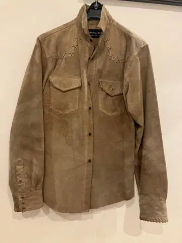 돼지 가죽 자수 디자인 자켓 베이지