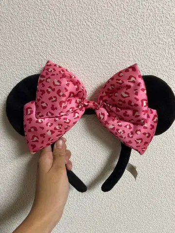 핑크 레오파드 무늬 리본 머리띠
