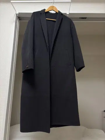 Auie F 블랙 울 100% 체스터 코트 38