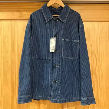 유니클로 UNIQLO 워바쉬 데님 스트라이프 커버올 사이즈 M