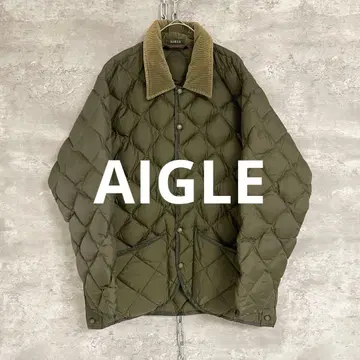 즉시 완판 AIGLE 퀼팅 다운 자켓 올리브 그린 M 표기
