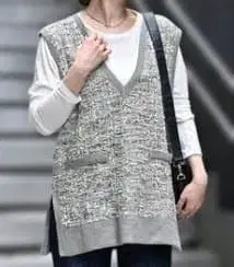 새상품급 [베이세스 재고] 트위드 조 니트 베스트 그레이