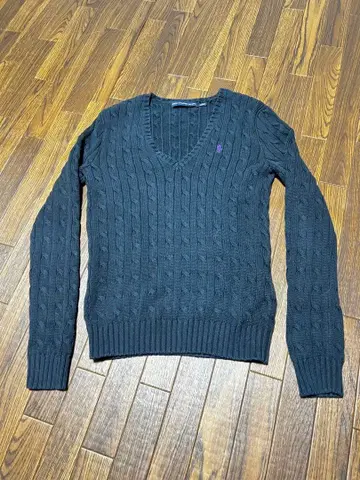 랄프 로렌 V넥 코튼 케이블 니트 여성용