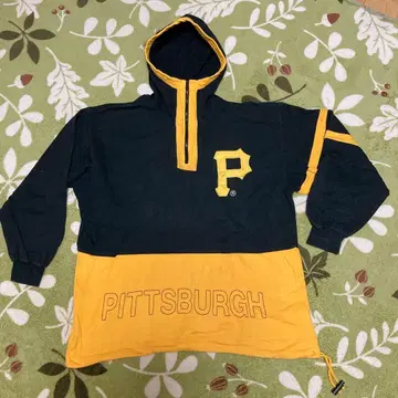 Pittsburgh Pirates 후드티 후드 부착 하프 지퍼 레트로