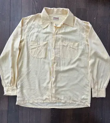 McGREGOR 맥그리거 레이온 오픈 카라 셔츠  연한 노란색