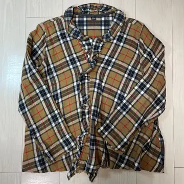 45R 진바넬 타탄 체크 프릴 카슈쿨 셔츠