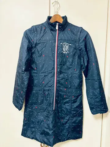 Callaway 도트 무늬 롱 코트 네이비