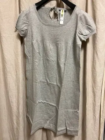 IENA 그레이 반팔 무릎 기장 원피스 백리본 포함