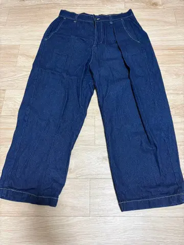 다크 네이비 데님 와이드 팬츠