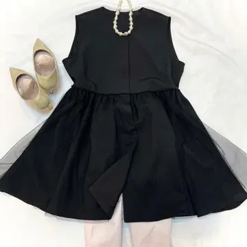 새상품급 미레 그랑 페플럼 베스트 튤 슬리브리스 블랙 38