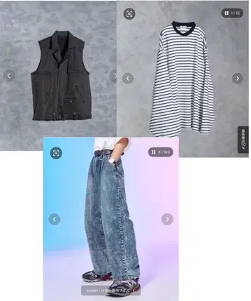 ADRER 블랙 데님 베스트 보더 T셔츠 스트레이트 데님 세트