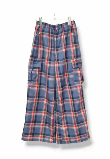 안감 부착 타탄 체크 카고 와이드 팬츠