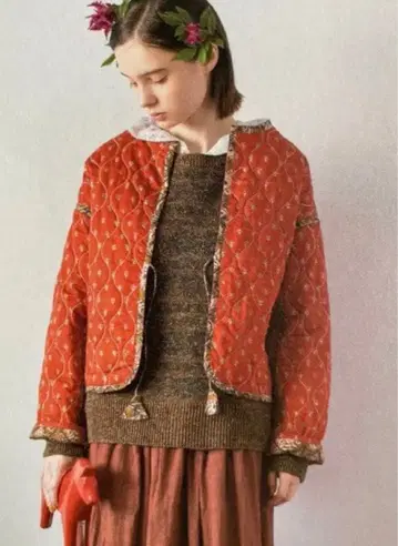 사만사 모스모스 TSUHARU 플라워 무늬 퀼트 리버서블 자켓