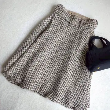 트란테안 손 드 모드 트위드 스커트 체크 무늬 벨트 포함 38