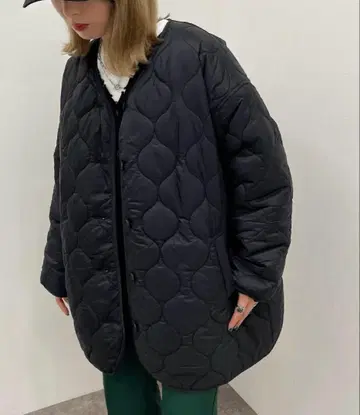 apres jour mignon LL 퀼팅 코트 블랙 오버 사이즈